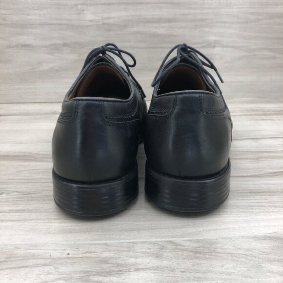 Johnston & Murphy Dress Shoes Mens 9.5XW Black Leather Cap Toe Derby Oxfords